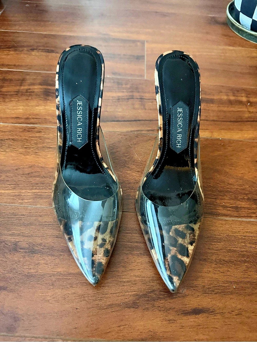Jessica Rich Clear Stiletto with Leopard Trim